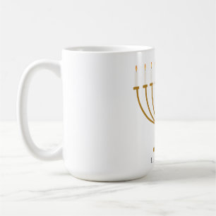 Café Taza de Menorá Judía Minimalista de Janucá Ligera