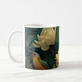 Café Taza de mezclilla con diseño botánico tropical de