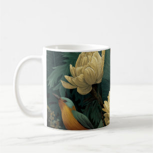 Café Taza de mezclilla con diseño botánico tropical de 
