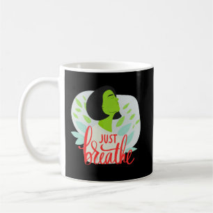 Café Taza de mindfulness con cita 'Solo Respira' para c