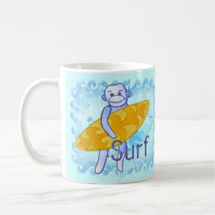 Café Taza de mono de calcetín surfista