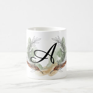Café Taza de monograma de rama de olivo personalizada