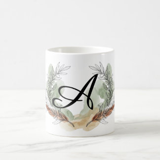 Café Taza de monograma de rama de olivo personalizada |