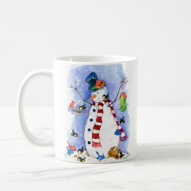 Café Taza de muñeco de nieve navideño (Izquierda)