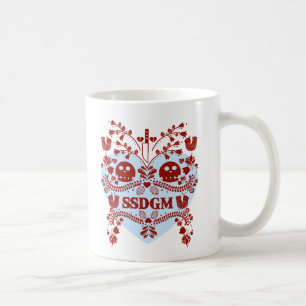 Café Taza de Murderino. Rojo/azul