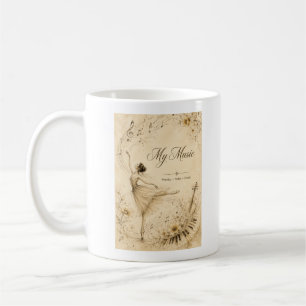 Café Taza de música de ballet vintage editable