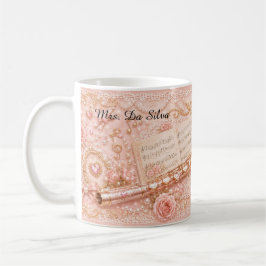 Café Taza de Música Flauta Rosa Floral