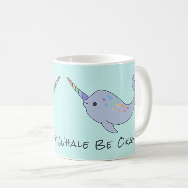 Café Taza de Narwhal del arco iris (Anverso derecho)