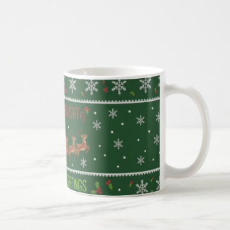 Café Taza de Navidad "Alegre y Brillante" Trineo de San