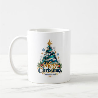 Café Taza de Navidad con cinta azul moderno
