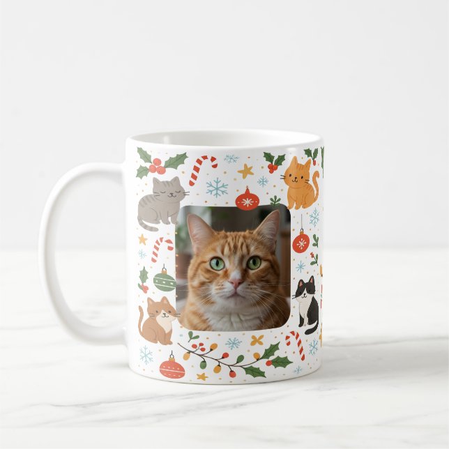 Café Taza de Navidad con foto de mascota personalizada  (Izquierda)
