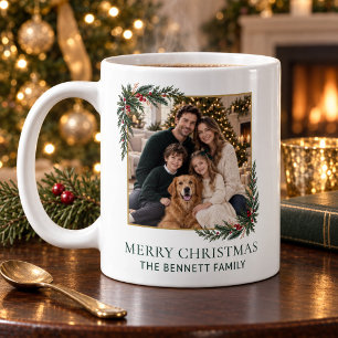 Café Taza de Navidad con Foto Familiar Personalizada de