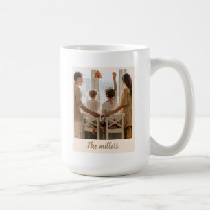 Café Taza de Navidad con Foto Personalizada y Lazo Beig