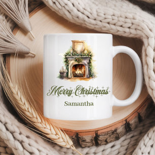 Café Taza de Navidad con nombre personalizado estilo ne