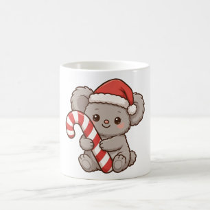 Café Taza de Navidad con sombrero de Santa y bastón de