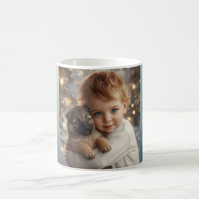 Café Taza de Navidad de bebé y perro lindos (Centro)