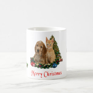 Café Taza de Navidad de cachorro y gatitos