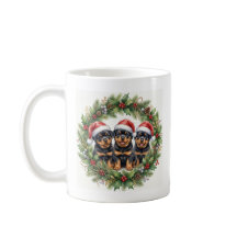 Taza de Navidad de cachorros Rottweiler adorables