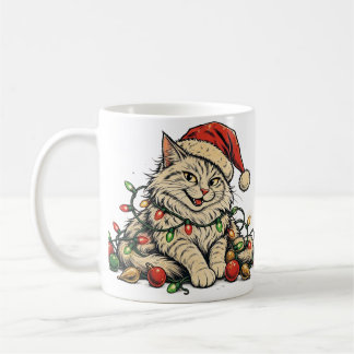 Café Taza de Navidad de Gato Adorable con Gorro de Sant