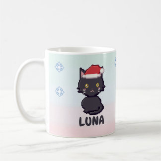 Café Taza de Navidad de gato negro personalizada