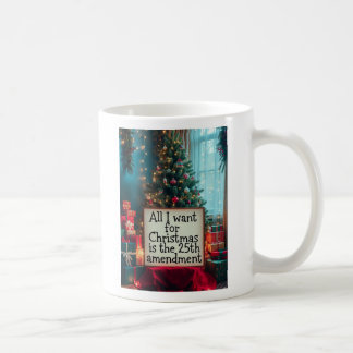 Café Taza de Navidad de la 25ª Enmienda con árbol festi
