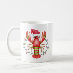 Café Taza de Navidad de Langosta Festiva con Sombrero d