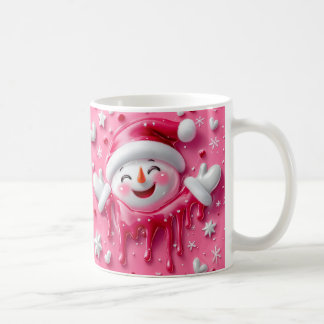 Café Taza de Navidad de Muñeco de Nieve Rosa Adorable