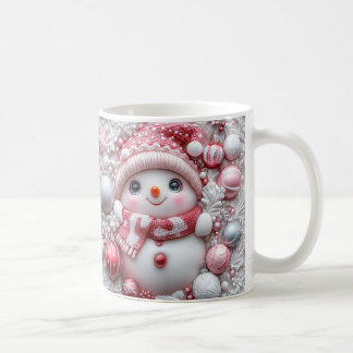 Café Taza de Navidad de Muñeco de Nieve Rosa Adorable |