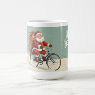 Café Taza de Navidad de Papá Noel en Bicicleta