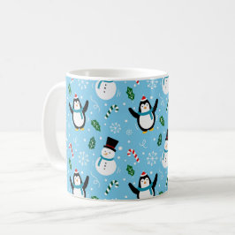 Café Taza de Navidad de Pingüinos y Muñecos de Nieve