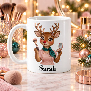 Café Taza de Navidad de reno Artista de Maquillaje Este