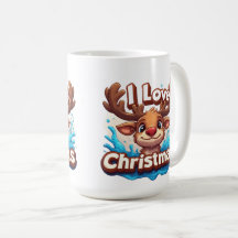 Taza de Navidad de Reno Lindos Me encanta la Navid
