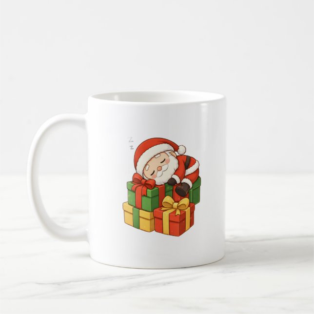 Café Taza de Navidad de Santa Durmiendo Adorable (Izquierda)