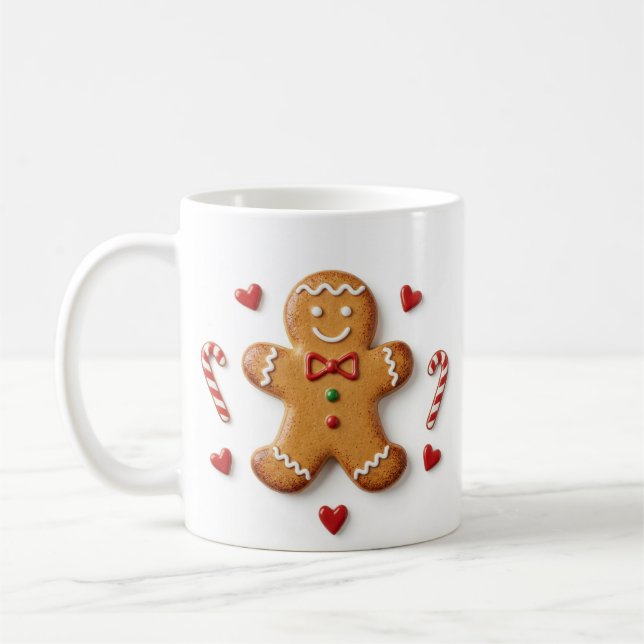 Café Taza de Navidad del Hombre de Jengibre Lindo (Izquierda)