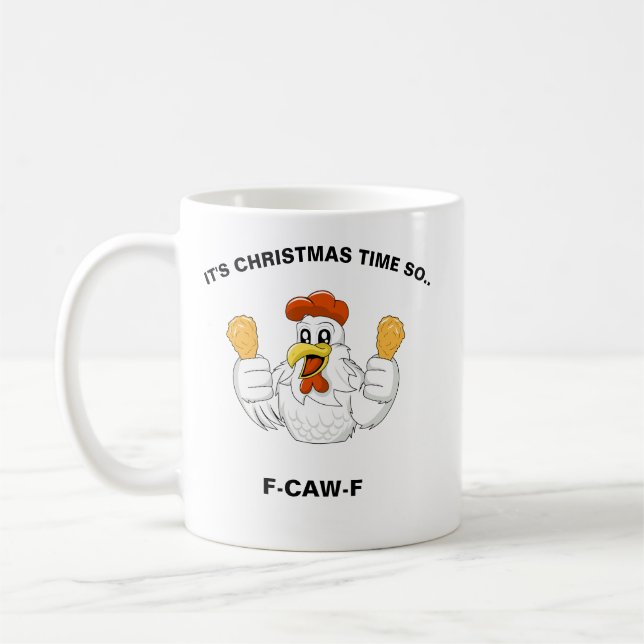 Café Taza de Navidad divertida de pollo personalizada F (Izquierda)