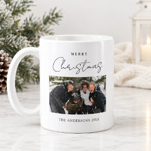 Café Taza De Navidad Escritura Minimalista Limpia Dos F