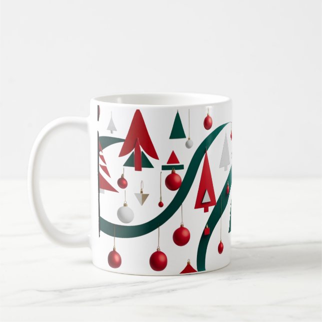 Café Taza de Navidad Geométrica Abstracta Moderna (Izquierda)