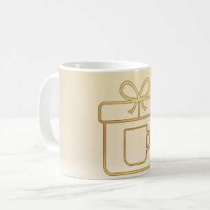 Café Taza de Navidad Icono de Regalo Dorado Minimalista
