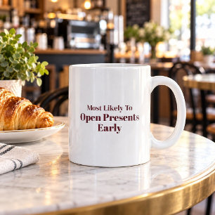 Café Taza de Navidad para Abrir Regalos Temprano