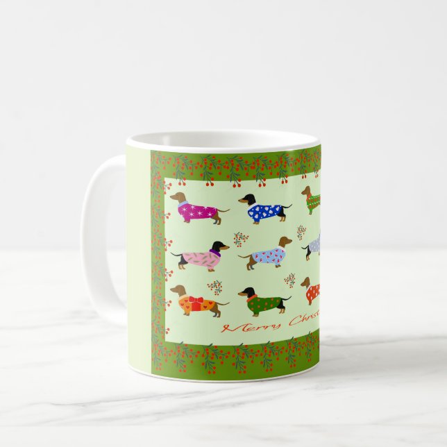 Café Taza de Navidad para Dachshunds (Anverso izquierdo)