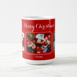 Café Taza de Navidad para la familia de lienzo rojo