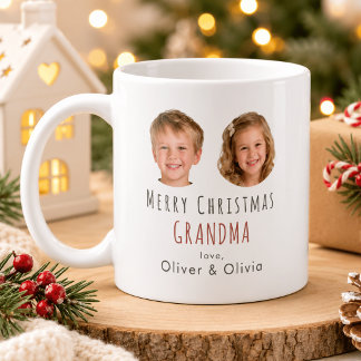 Café Taza De Navidad Personalizada Con Foto Para Abuela