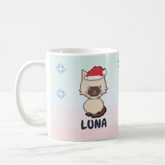 Café Taza de Navidad personalizada con gato siamés