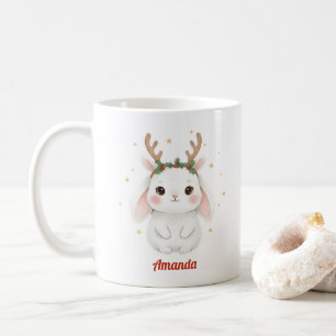 Café Taza de Navidad personalizada de conejo caprichoso