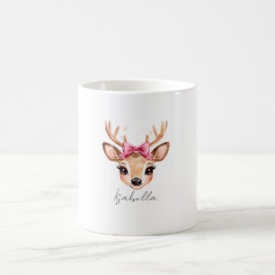 Café Taza de Navidad personalizada de niña reno linda