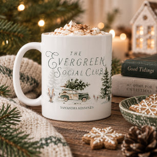Café Taza de Navidad personalizada del Evergreen Social