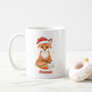 Café Taza de Navidad personalizada del zorro caprichoso