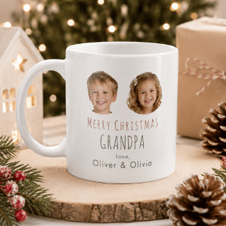 Café Taza de Navidad personalizada para abuelo con foto