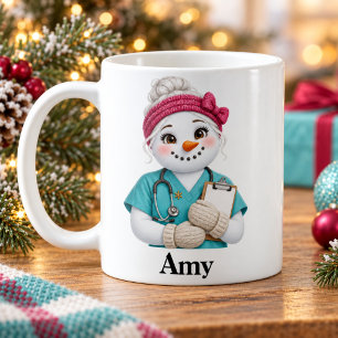 Café Taza de Navidad personalizada para enfermera con n