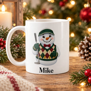 Café Taza de Navidad personalizada para golfista con mu